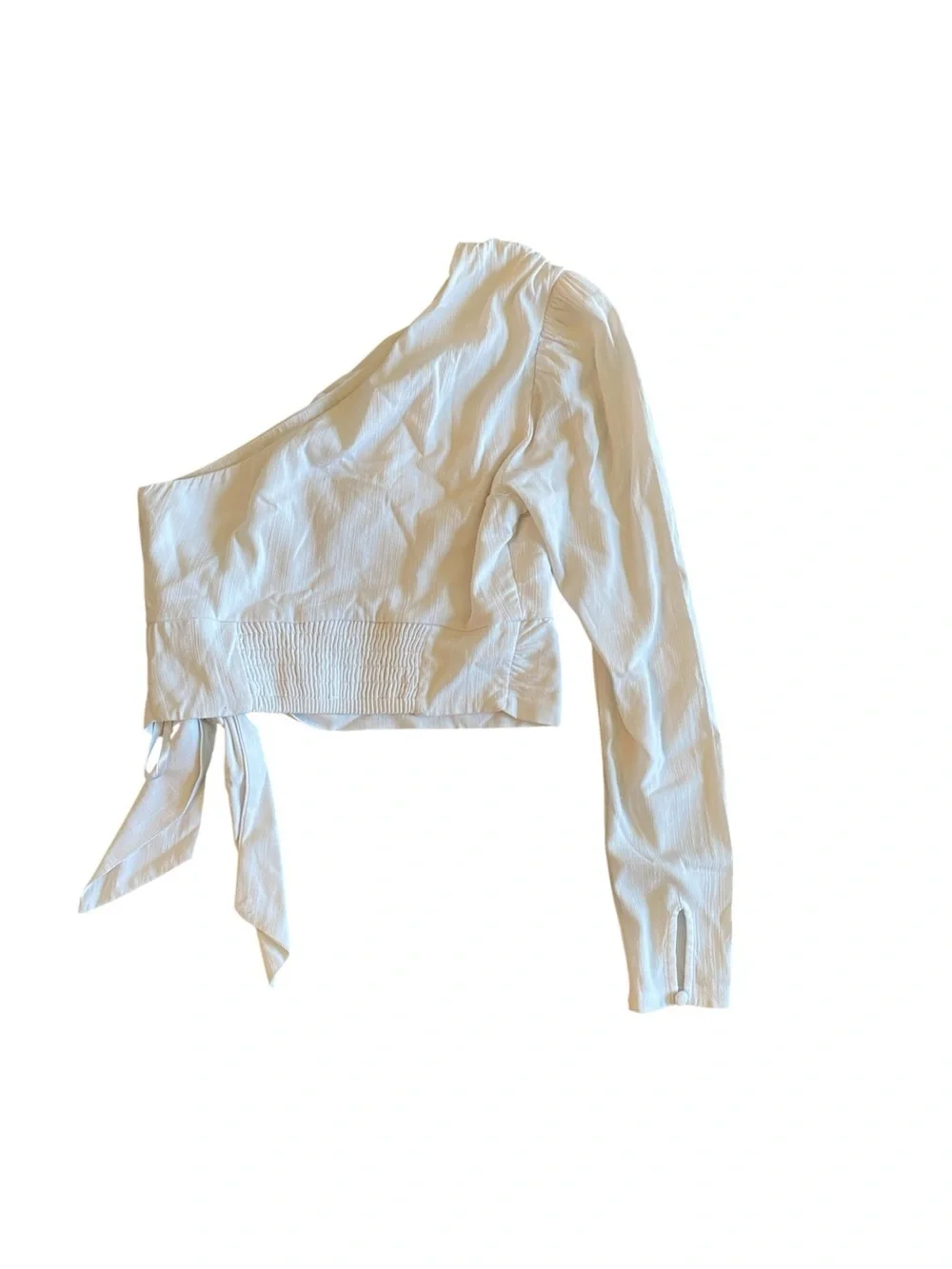 Free People Asymmetric One-Shoulder Tie-Waist Top - White